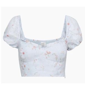 Wilfred Wander floral linen crop blouse xs baby blue!